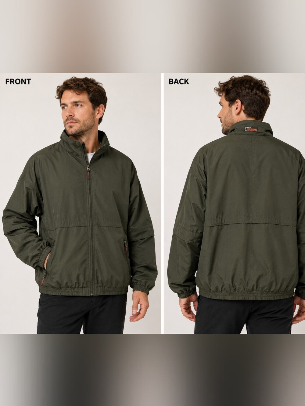 PGA Tour Performance Army green Jacket XL Windbreaker Removable Sleeve zip coat